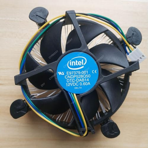 CYRMZAY Compatible pour Intel E97379-001 CNDP528Q50 DTC-DAB14 12V 0.60A LGA1155 LGA1150 LGA1156 4-Wire CPU Cooling Ventilateur