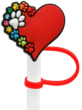 10 tapas de silicona flexibles con patrón de perro para paja de 8 mm, reutilizables, reutilizables, a prueba de polvo, bonitas cubiertas de paja