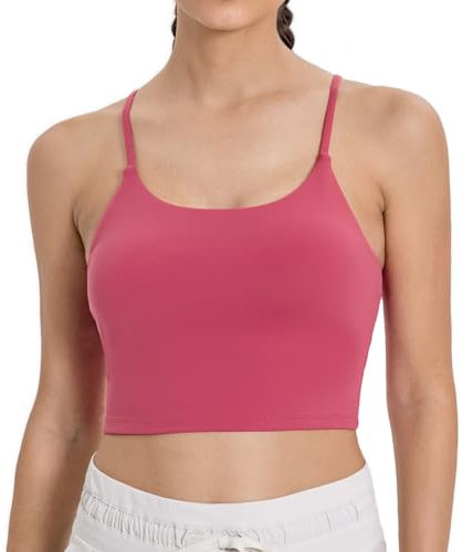Lemedy Gepolsterter Sport-BH für Damen, Fitness, Workout, Laufshirt, Yoga, Tanktop, Rose, Groß
