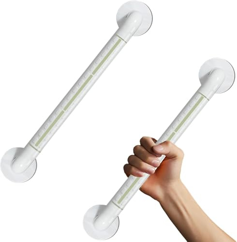 Pasamanos de baño, juego de 2 piezas Pasamanos de baño, tubo de acero inoxidable + material de nailon antibacteriano Versión mejorada con luz nocturna grande(50cm)