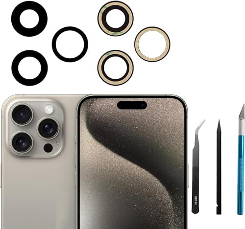Sapphire 15 Pro Max Rear Camera Lens Replacement for iPhone 15 Pro Max Back Camera Lens Glass Replacement with Repair Tool Kit