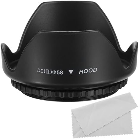 PATIKIL Parasol de Objetivo de 58mm, Protector de Parasol de Objetivo en Forma de Floreses con Paño de Limpieza para Bloquear el Exceso de Luz Solar y Reducir los Destellos