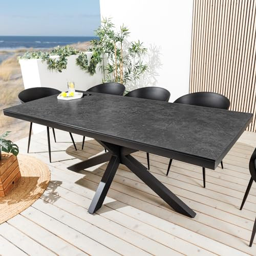 Riess Ambiente Outdoor Esstisch Galaxie 180cm anthrazit Keramik Aluminium Gartentisch Sterngestell wetterfest Terrassentisch Balkontisch Dachterrassentisch Tisch
