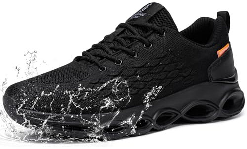 FATES TEX Weit Völlig Wasserdicht Laufschuhe Herren Sportschuhe Turnschuhe Walkingschuhe Fashion Outdoor Casual Schuhe Fitness Running Sneaker(A-Pirat Schwarz,46 Weit EU)
