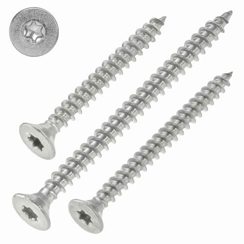 Spanplattenschrauben Edelstahl A2 – 4x30 mm, 100 Stück mit Vollgewinde, Torx, Senkkopf, ETA Zulassung, Edelstahlschrauben TX20