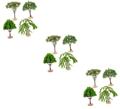 SEWACC 12 STK Simulierter Minibaum Kleines Baumhaus Für Pflanzen Mini-gartendekoration Kleiner Baumschmuck Mikrospielzeug Künstlicher Baum Mini-landschaftsbaummodell Green Plastik