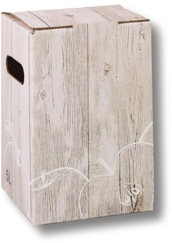 AGRI plus Karton für Bag-in-Box Beutel I 5 Liter I 20 Stück I Ohne Beutel I Hochwertige Karton-Box mit Holzkiste-Apfel-Motiv I Bis zu 40 x wiederverwendbar I Bag-in-Box für Apfelsaft, Saft & Wein