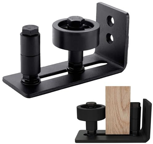 Sliding Door Floor Guide, Barn Door Floor Roller, Adjustable Floor Guide, Door Bottom Guide, Suitable for Barn Doors and Sliding Door Systems, Black, 8 in 1