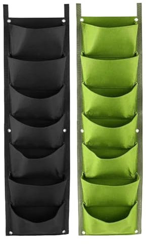 Suoumwa New 7 Pockets Vertical Grow Bag Felt Wall Mount Flower Vegetable Planting Container Outdoor Indoor Garden Planter