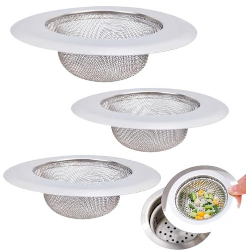 3 STK Abfluss sieb aus Edelstahl, mit sieb 1 Stück Ø 11.5 cm und 2 Stück 9cm räuchersieb für Küchenspüle, Waschbecken, Duschwanne, Badewanne, Haarsieb und Essensreste Sieb