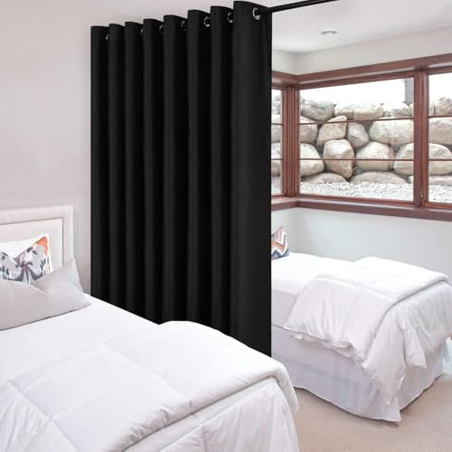 AMZYU Tende Camera da Letto, 170 x 245 cm Tenda Oscurante Camera da Letto Tende per Porta Finestra Morbide, Poliestere Antirumore, Nero