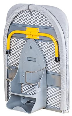 Groyells Petite planche à repasser pliable avec plateau en fer, mini planche à repasser portable pliable avec pieds antidérapants et housse réfléchissante, gain de place, 89 x 33 cm