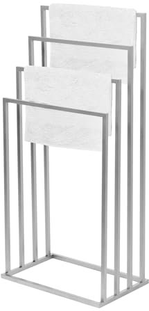 FRAMADO - Handtuchhalter Stehend - Handtuchständer Freistehend - BxTxH 45 x 21 x 96cm - aus Metall, mi Anti-Rutschpads, Stabil, EU Produkt, ohne Montage - Badetuchhalter VIVO mit 4 Stangen Silber