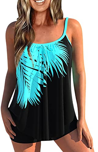 uxxnjfg Maillots Deux Pièces Femme Taille Haute Tankini Shorty Ensemble Maillot De Bain Grande Taille D'été Casual Sexy Beachwear