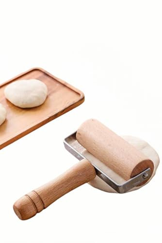 Mattarello in acciaio inox e legno di faggio con spessore regolabile – ergonomico per gnocchi/pasta, pizza, utensile da cucina per chef domestici, lavabile in lavastoviglie e design antiruggine