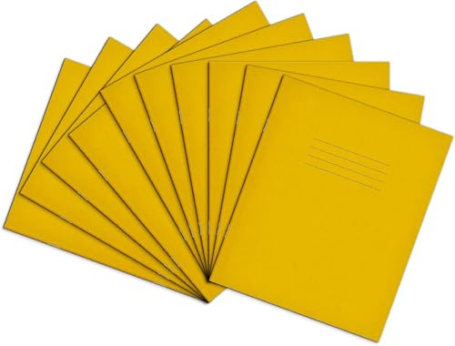 Rhino 8 x 6.5 Exercise Books, 48-Page / 8mm Lined with Margin Paper Notebook, 100-Pack, Writing Book, Office & School Stationery Supplies, Yellow