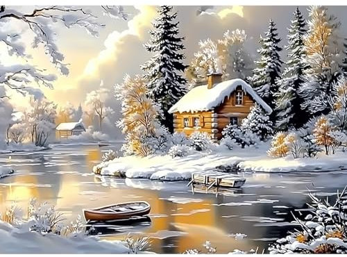 CEOVR Diamond Painting Bilder Kit Landschaft,30x40 cm Diamant Paintings Kit,5D DIY Diamond-painting,Märchenhaus
