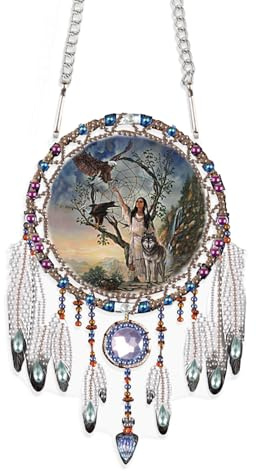 JISHSHAY Diamond Painting Anhänger Wolf Diamant Painting Fensterdeko Adler Diamantmalerei Ornament Traumfänger Diamant Malerei Fensterbilder Diamaond Malerei Hanger Crystal Art Fensteranhänger