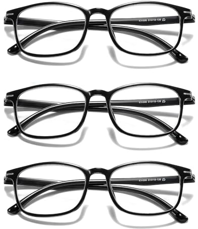 Suertree Lesebrillen 3 Pack Blaulichtfilter Sehhilfe Augenoptik Brille Lesehilfe TR90 für Damen Herren 1.0X Schwarz