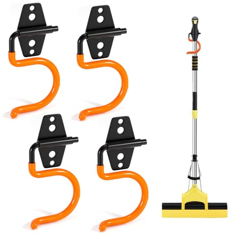 xyuayamz Porta Attrezzi da Parete, Portautensili per Giardino, Supporto da Parete per Utensili, Gancio per Attrezzi da Giardino per Scope Pale Rastrelli e Atrezzi da Giardino, Metallo, 4 Pezzi