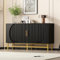 Jaxenor Sideboard Wohnzimmer mit Vier-Türen, Sideboard Schlafzimmer mit Vertikalen Streifen und Verstellbaren Ablageplatten, Minimalistisches Wohnzimmerschrank, Esszimmerschrank, Schwarz