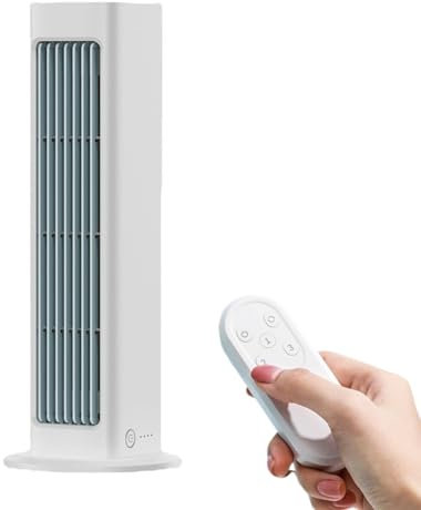 Sandyseptember Portable Tower Air Conditioner Fan Silent Bladeless Cooling Fan with Remote Control 3000mAh Rechargeable for Bedroom(White)