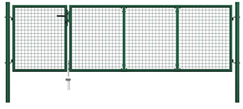 HaoChrymec Gartentor aus Stahl mit Maschendraht, Hohe Stabilität und Sicherheit, Gartentür für Außenbereich, Hoftor, Garten Türen für draußen, Grün, 350 x 150 cm