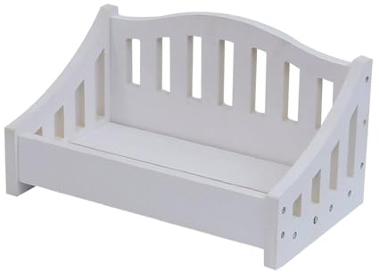 SUIOPPYUW Kleines, Robustes Babybett aus Holz für Fotoshootings oder als Dekoration für Zuhause. Ideal als Requisite für Neugeborenen Fotostudios, Weiß, 38 x 22.5 cm