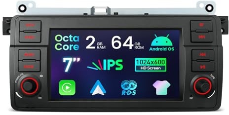 XTRONS 7 Zoll 2+64GB Octa Core Android Autoradio mit Navi für BMW E46 ZT | Touchscreen-Autoradio mit Navi, Unterstützt GPS-Navigation Bluetooth USB-Kabel Integrierter DSP CarPlay Android Auto AM/FM