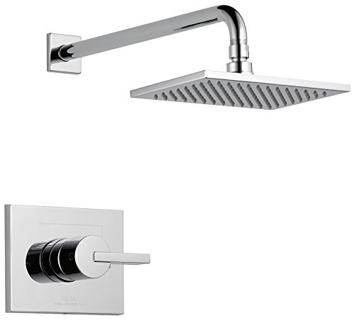 Delta Faucet Vero 14 Series Single-Function Shower Trim Kit with Single-Spray Touch-Clean Rain Shower Head, Chrome T14253 (Valve Not Included)