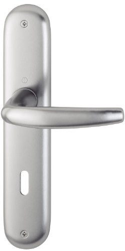 HOPPE Türgriff (Langschild) Atlanta, Aluminium stahl für innen, Türgriff-Garnitur, Oval-Lochung