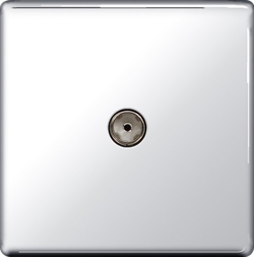 BG Flatplate Screwless Co-Axial Socket 1 Gang Chrome