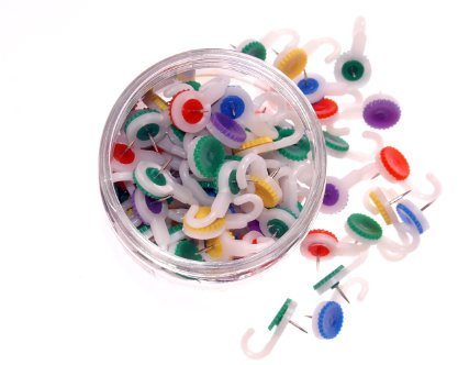 Whitecroft Essentials Tubs Hook Push Pins - Assorted Colours (Pack of 100)