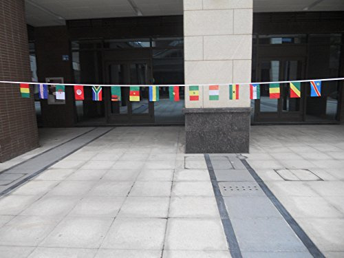 AZ FLAG Wimpelkette Fußball-Afrikameisterschaft 2015 5 m 16 Flaggen | Für innen und außen Flaggenkette Flaggen auf verstärktem Band vernäht leichtes Polyester