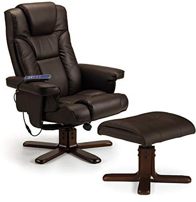 Julian Bowen Brown Upholstered Malmo Heat Massage Recliner and Footstool