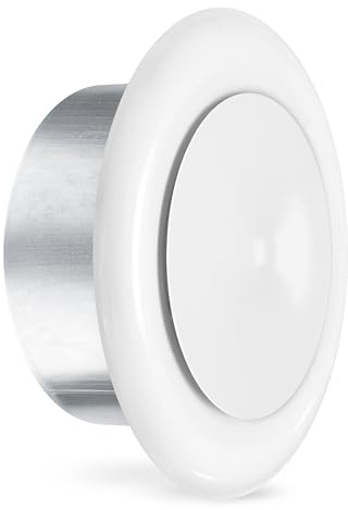 calimaero® TVSZ Zuluft Tellerventil 100mm Lüftungsgitter Weiß RAL9016 | Lüftungsgitter mit Einbaurahmen, Stahlblech, Stufenlose Regelung des Luftstroms, robust, langlebig, weiß RAL9016