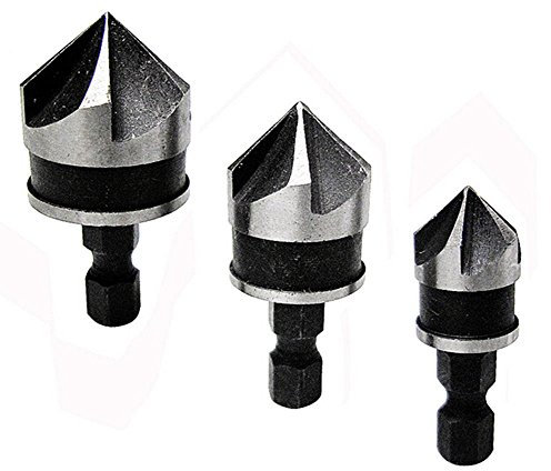 Malayas® Set di 3 pezzi HSS Svasatori Punte da Trapano di 12mm 16mm 19mm di Acciaio al Carbonio per Legno Metallo Alluminio Drill Bits