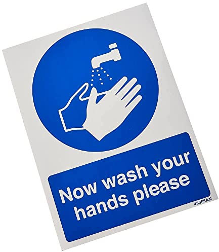 V Safety Now Wash Your Hands Please Sign - 150mm x 200mm - Self Adhesive Vinyl