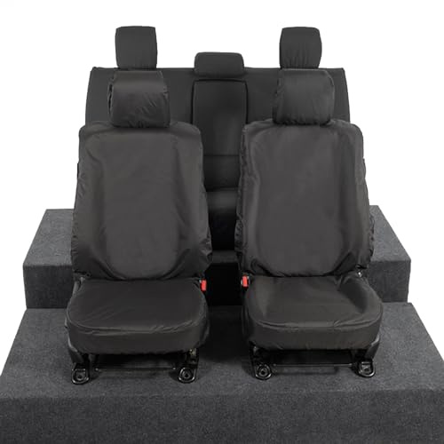 UK Custom Covers SC260B-SC261B Tailored Heavy Duty Waterproof Front & Rear Seat Covers Black - To Fit Toyota Hilux Icon & Invincible 2016 Onwards