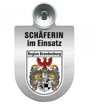 Einsatzschild Windschutzscheibe incl. Saugnapf - Schäferin im Einsatz - 309459 - incl. Regionen nach Wahl Farbe Region Brandenburg