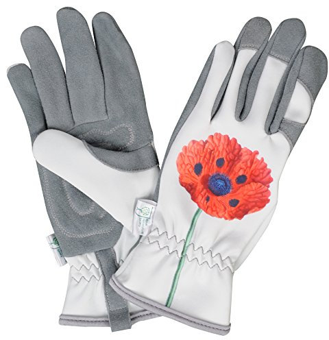 Gold Leaf RHS COLLECTION CHELSEA Ladies Comfortable Deerskin Leather Gardening Gloves Red Poppy- Great Gift