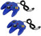 Long Handle Game Controller Classic Nintendo 64 Controller Wired Replacement Gamepad Remote Pad Joystick Fit for Original N64 Game Consoles (Blue)-2PCS