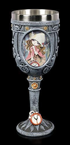 Figuren Shop GmbH Gothic Elfen Wein-Kelch - Thinking of You | Fantasy Trink-Kelch, handbemalt, mit Edelstahleinsatz