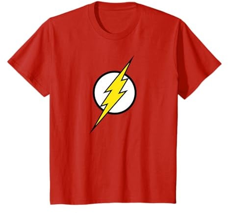 DC Comics The Flash Logo T-Shirt, Unisex Erwachsene und Kinder, Rot, S, Kurzarm
