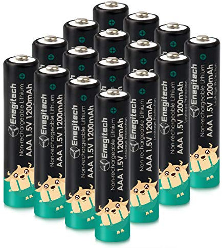 Enegitech AAA-Lithiumbatterien, 1,5 V Triple A Einwegbatterien für TV-Fernbedienung, Außenwetterstation Sensor, Thermometer, Hygrometer, Nicht wiederaufladbar (AAA 16 Stück)