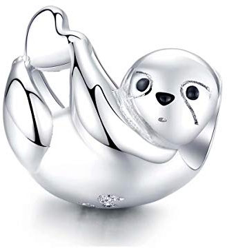Qings Charm Faultier für Armband 925 Sterling Silber Schöne herzförmige Tierperle als Geburtstagsgeschenk für Frauen und Mädchen