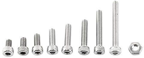 300 Stück M2.5 Schrauben mit Muttern A2 Edelstahl Zylinderschrauben Set Innensechskant Schrauben und Muttern Sortiment für Haushaltsgeräte Bürogeräte (A: Cap head)