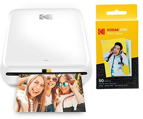 KODAK Step Drucker Drahtloser mobiler Fotodrucker + Kodak Zink Photo Paper, 50 x 76 mm, Sofortbildfilm, 50 Stück