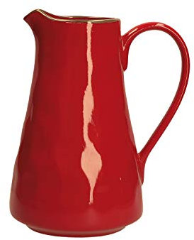 Roses & Tulipes - Pichet 1700cc Rouge Feu - Décoration maison, cuisine - Ligne Concert de couleurs - Idée cadeau - Stoneware - 16,5 x H 23 cm