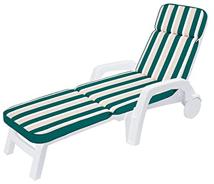 HOBBYGARDEN Auflagen für Strandkörbe, Polsterauflage für Sonnenliege, Kissen für Liegestuhl, Gartenliege Auflage 178x47x5 cm, Relaxliege, Grün mit Streifen